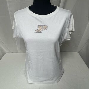 White Embellished Purdue Women's Top Size Large Football Tailgating Perfect NWT